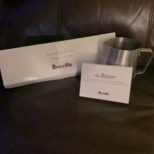 3pk!!  Breville 54mm filter baskets, the Razor, and a Breville milk frothing cup